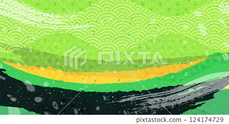 Fresh green Japanese paper pattern background 124174729