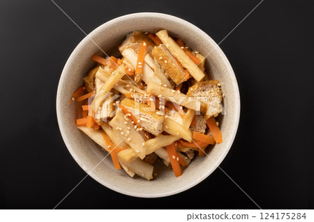 Simmered dried daikon strips and fried tofu Simmered dried daikon strips and fried tofu 124175284