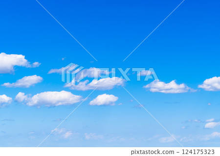 White clouds floating in the blue sky d-2 High saturation contrast 124175323
