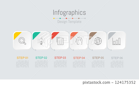 Infographic 6 options design elements for your business data. Vector Illustration. 124175352