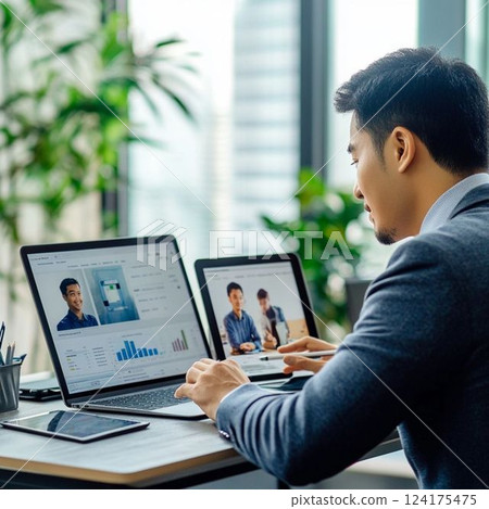 Business people having an online meeting 124175475