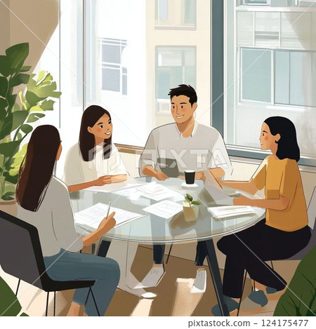 Four men and women having a meeting 124175477