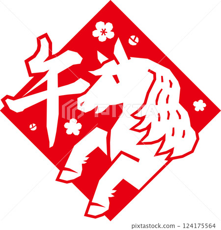 Horse diamond cutout red 124175564