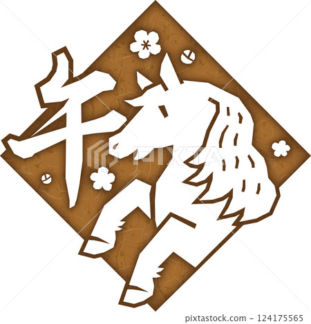 Horse diamond paper cutting brown 124175565