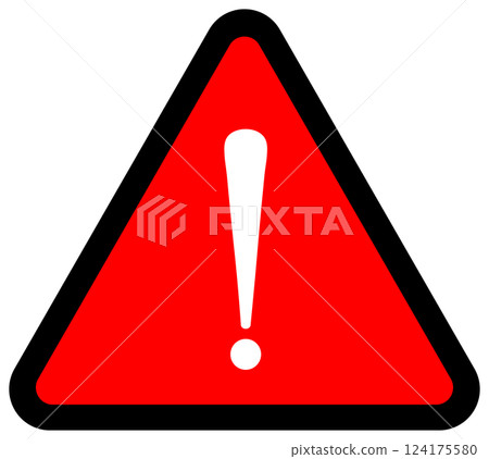 警告標記圖像插畫向量素材簡單紅黑線黑色邊框 124175580