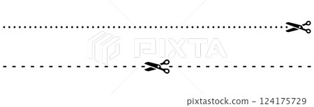 切割線和剪刀的簡單材料 124175729