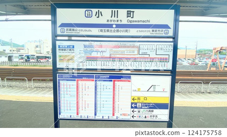 A signboard at Ogawamachi Station on the Tobu Tojo Line in Saitama Prefecture 124175758