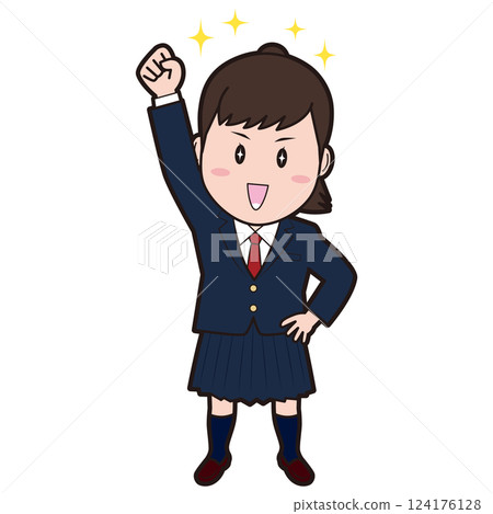 女學生舉起拳頭 124176128