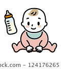 Baby and baby bottle 124176265
