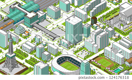 Three-dimensional cityscape seen from above vector illustration Three-dimensional cityscape seen from above vector illustration 124176318