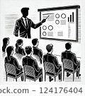 Illustration of a businessman giving a presentation 124176404
