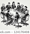 Illustration of business people having a meeting 124176408