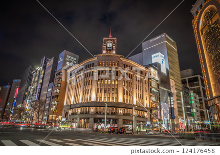 Ginza at night Ginza at night 124176458