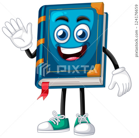 Cheerful Book Character Illustration 124176659