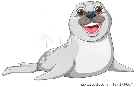 Happy Cartoon Seal Illustration Happy Cartoon Seal Illustration 124176664