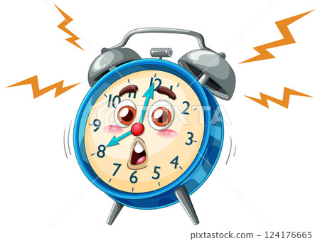 Animated Alarm Clock with Expression 124176665