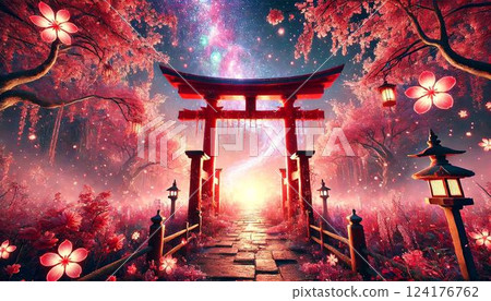 Passing through the mysterious torii gate 124176762
