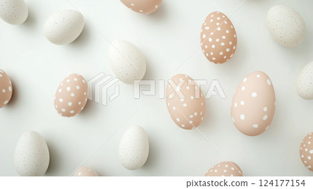 A minimalist background of chic and stylish colorful Easter eggs 124177154