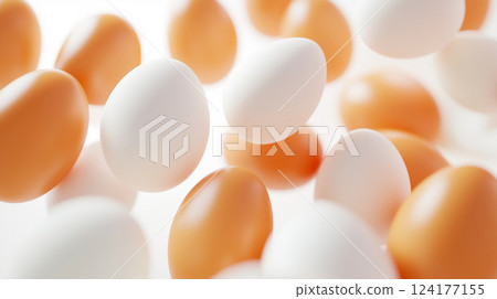 A minimalist background of chic and stylish colorful Easter eggs A minimalist background of chic and stylish colorful Easter eggs 124177155