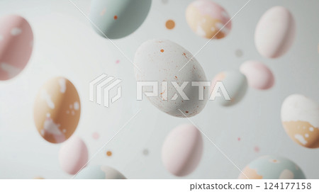 A minimalist background of chic and stylish colorful Easter eggs 124177158
