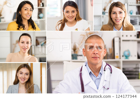 Video conference with doctor, laptop screen view Video conference with doctor, laptop screen view 124177344