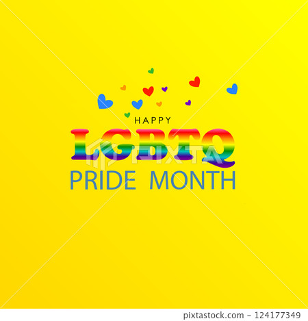 Happy LGBTQ Pride Month Celebration with Colorful Rainbow Typography Happy LGBTQ Pride Month Celebration with Colorful Rainbow Typography 124177349
