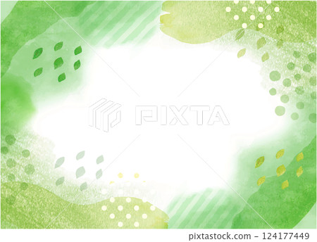 水彩手繪清新綠框背景 124177449