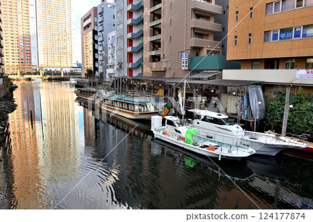 The pier as seen from Yachiyo Bridge over the Shibaura canal The pier as seen from Yachiyo Bridge over the Shibaura canal 124177874