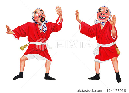 Hyottoko dance illustration set 124177918