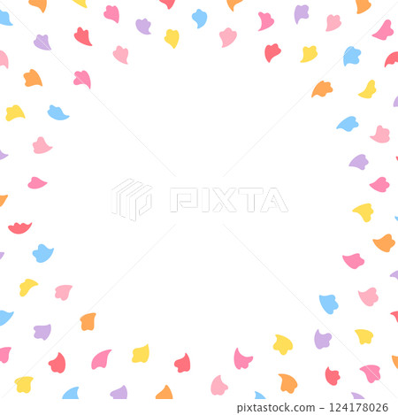 Square frame of colorful petals spreading in a circle Square frame of colorful petals spreading in a circle 124178026