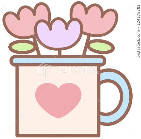 Cute Flower Tulips in the cup vase 124178282