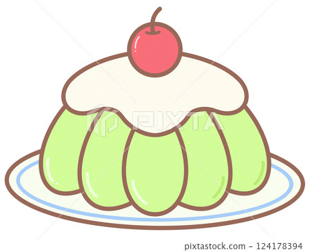 Cute Green Jelly Pudding Cafe Hopping Element Cute Green Jelly Pudding Cafe Hopping Element 124178394