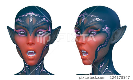 female alien face female alien face 124178547