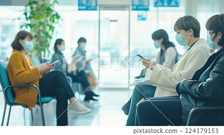 People waiting in the hospital waiting room 124179153