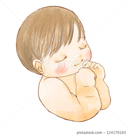 水彩風格嬰兒睡覺 水彩風格嬰兒睡覺 124179183