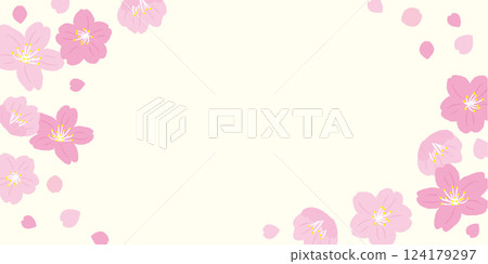 Rectangular frame material with illustrations of cherry blossoms 124179297