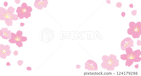 Rectangular frame material with illustrations of cherry blossoms 124179298