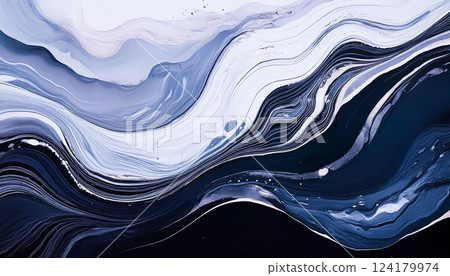 帶有黑白墨水的大理石背景 帶有黑白墨水的大理石背景 124179974