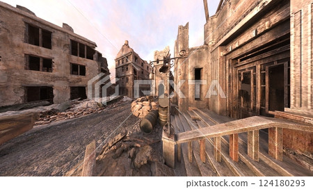 ruined city landscape ruined city landscape 124180293