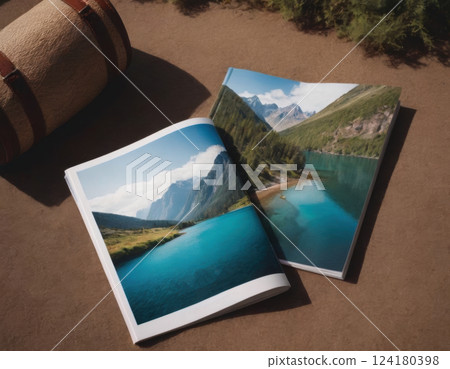 Brochure with beautiful mountain landscape. Brochure with beautiful mountain landscape. 124180398