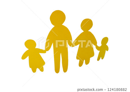 PNG, Population Day, paper people holding hands, isolated on white background. 124180882