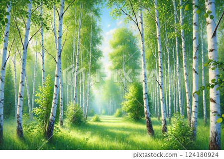 Summer birch forest 124180924