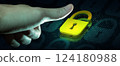 Businessman hand is unlocking security system. Online data security system and network cyber security technology. Cybersecurity, managed services, identity, information privacy Concept. 124180988