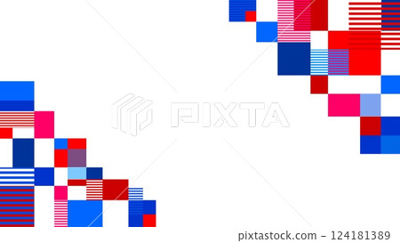 幾何圖案框架白色背景矩形藍色紅色 124181389