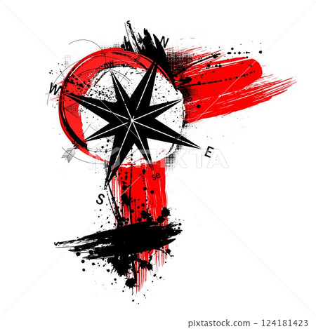 Trash polka windrose grunge design 124181423