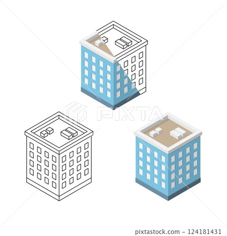 Isometric white building drawing 124181431