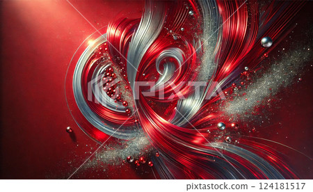 一幅現代抽象畫,銀色的光芒透過鮮豔的紅色閃耀——充滿激情和精緻的紅銀 一幅現代抽象畫,銀色的光芒透過鮮豔的紅色閃耀——充滿激情和精緻的紅銀 124181517