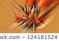 一幅強而有力的抽象畫，具有醒目的橙色光彩和銳利的線條 - 動感橙色流 124181524
