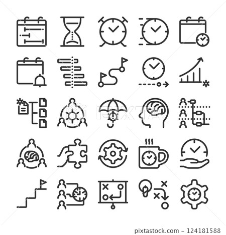 Project progress management icon set 124181588