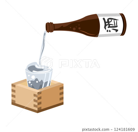 Illustration of pouring sake into a pot Illustration of pouring sake into a pot 124181609